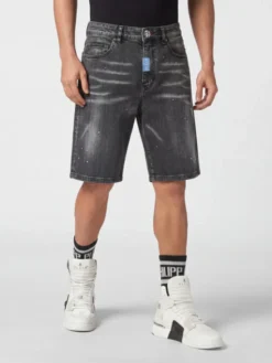 PHILIPP PLEIN Szorty jeansowe 31790 Szary Loose Fit
