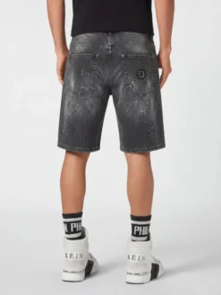 PHILIPP PLEIN Szorty jeansowe 31790 Szary Loose Fit