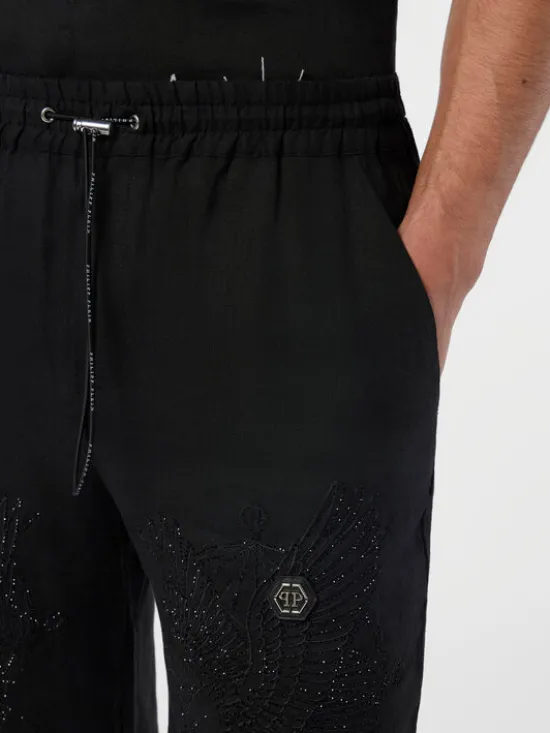 PHILIPP PLEIN Szorty materiałowe 29797 Czarny Regular Fit