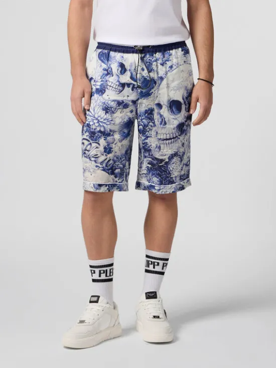 PHILIPP PLEIN Szorty materiałowe 29795 Granatowy Regular Fit