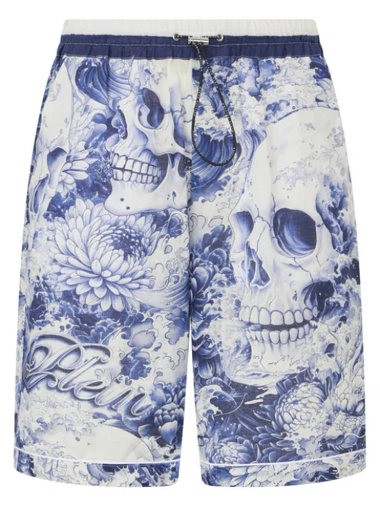 PHILIPP PLEIN Szorty materiałowe 29795 Granatowy Regular Fit