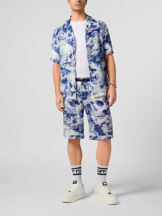 PHILIPP PLEIN Szorty materiałowe 29795 Granatowy Regular Fit