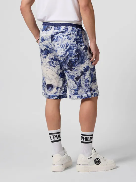 PHILIPP PLEIN Szorty materiałowe 29795 Granatowy Regular Fit