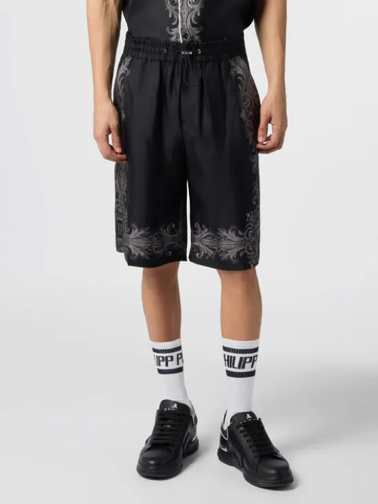 PHILIPP PLEIN Szorty materiałowe 31218 Czarny Regular Fit