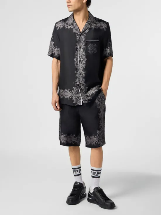 PHILIPP PLEIN Szorty materiałowe 31218 Czarny Regular Fit