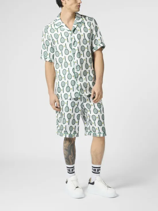 PHILIPP PLEIN Szorty materiałowe 30488 Biały Regular Fit