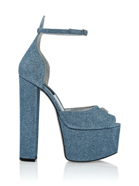PHILIPP PLEIN Szpilki 1329 Niebieski jasny