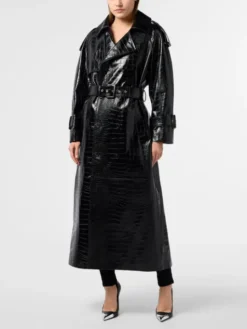 PHILIPP PLEIN Trencz 29066 Czarny Fitted Fit