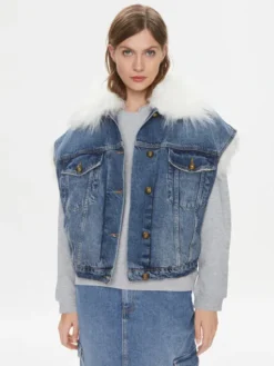PINKO Bezrękawnik Uragano 102181 A0ZR Niebieski Regular Fit