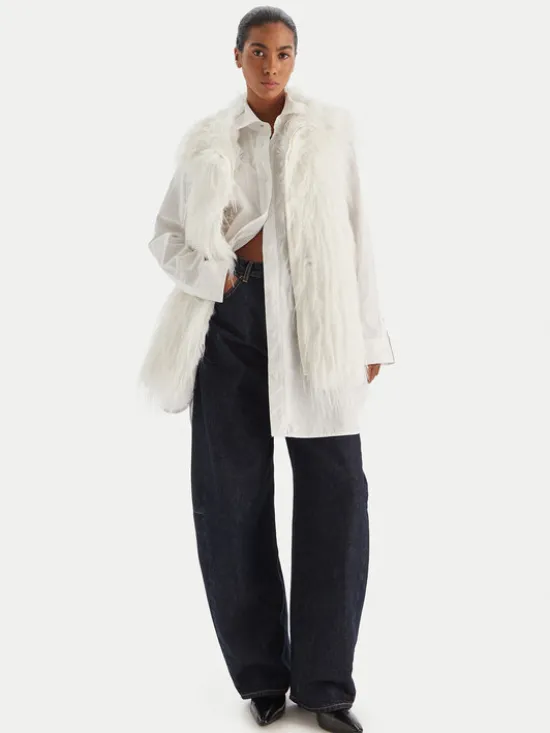 PINKO Futro 106044 A2ZO Z14 Biały Regular Fit