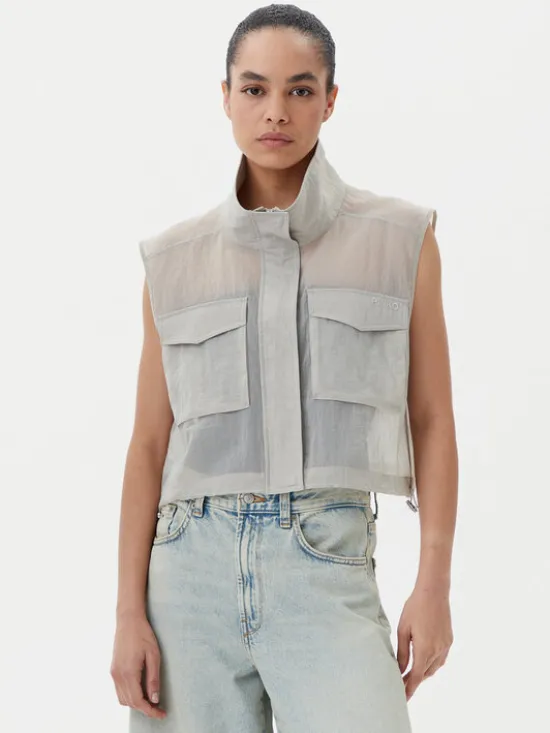 PINKO Kamizelka 104852 A2EK Szary Regular Fit