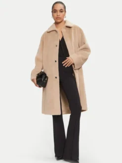 PINKO Płaszcz przejściowy 103836 A1ZN Beżowy Regular Fit