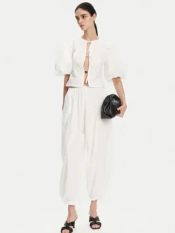 PINKO Spodnie materiałowe 105210 A2LD Biały Relaxed Fit