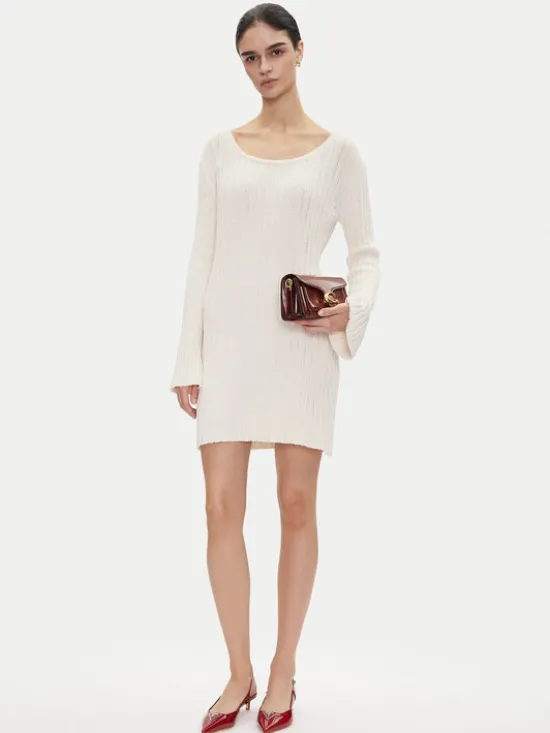 PINKO Sukienka dzianinowa 105301 A2N7 Écru Regular Fit