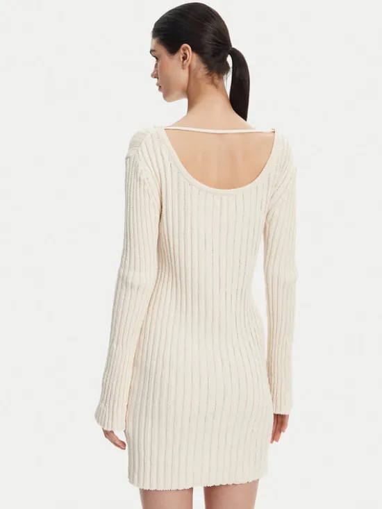 PINKO Sukienka dzianinowa 105301 A2N7 Écru Regular Fit