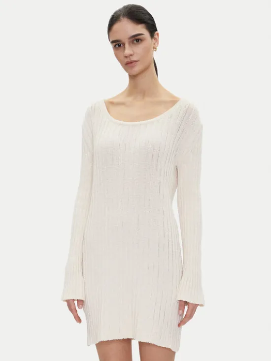 PINKO Sukienka dzianinowa 105301 A2N7 Écru Regular Fit