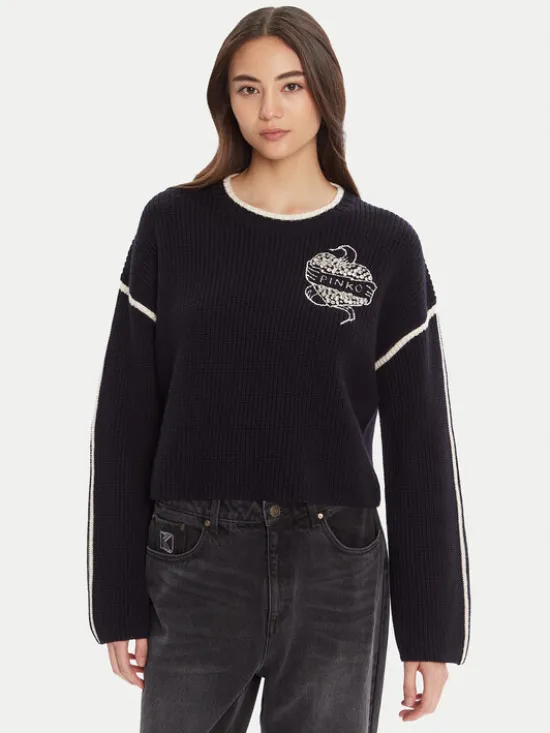 PINKO Sweter Alicudi 105397 A2PK Granatowy Regular Fit