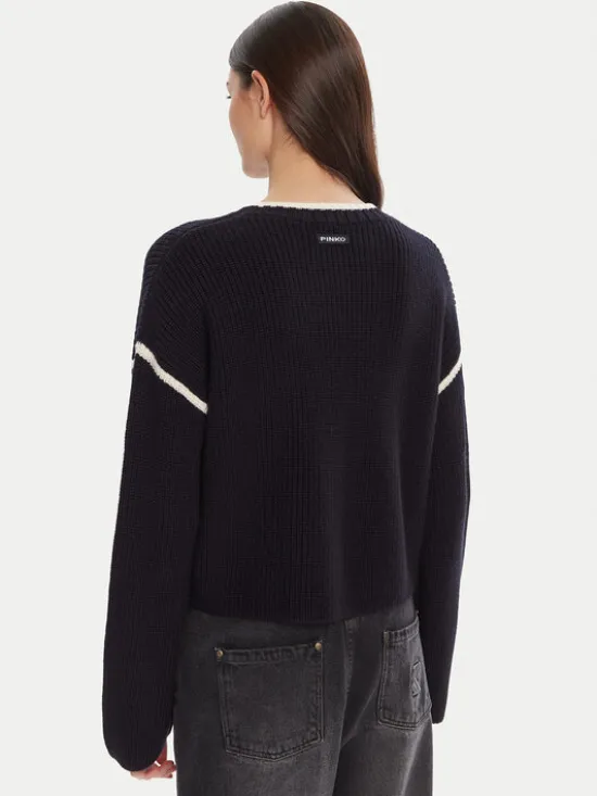 PINKO Sweter Alicudi 105397 A2PK Granatowy Regular Fit