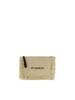 PINKO Torebka Beige Polypropylene Clutch Beżowy