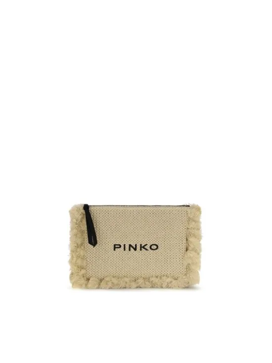 PINKO Torebka Beige Polypropylene Clutch Beżowy