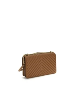 PINKO Torebka Brown Calf Leather Bos Taurus Shoulder Brązowy
