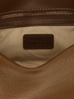PINKO Torebka Brown Lamb Leather Shoulder Brązowy