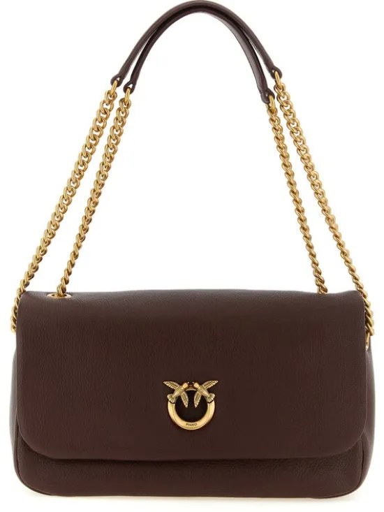 PINKO Torebka Brown Lamb Leather Shoulder Brązowy