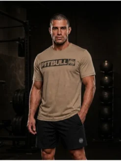 PITBULL Koszulka techniczna Casual Sport HILLTOP Brązowy Regular Fit