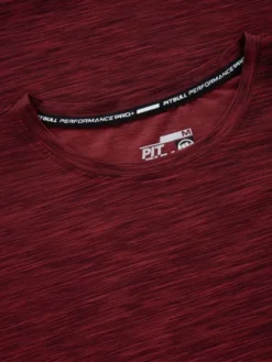 PITBULL Koszulka techniczna Casual Sport Small Logo Bordowy Regular Fit
