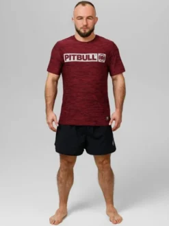 PITBULL Koszulka techniczna Casual Sport Hilltop Bordowy Regular Fit