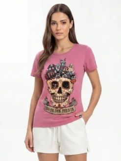 PITBULL T-Shirt DIA DE LOS PERROS Różowy Regular Fit
