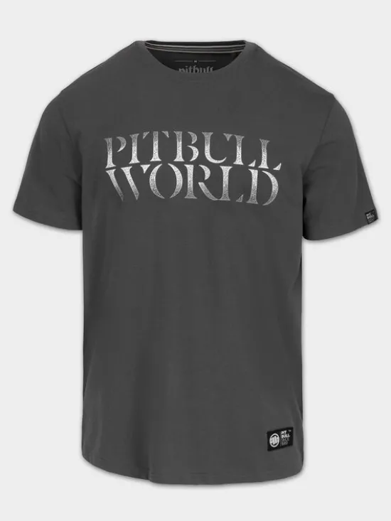 PITBULL T-Shirt PITBULL WORLD Szary Regular Fit