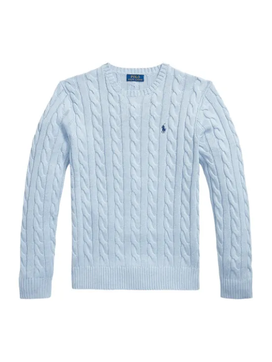 Polo Ralph Lauren Sweter Cable 710775885545 Niebieski jasny Regular Fit