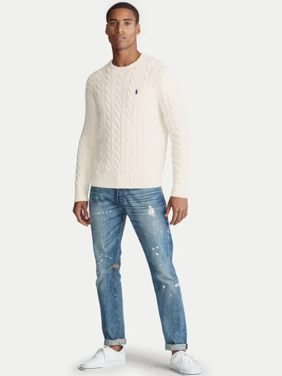 Polo Ralph Lauren Sweter 710775885024 Écru Regular Fit