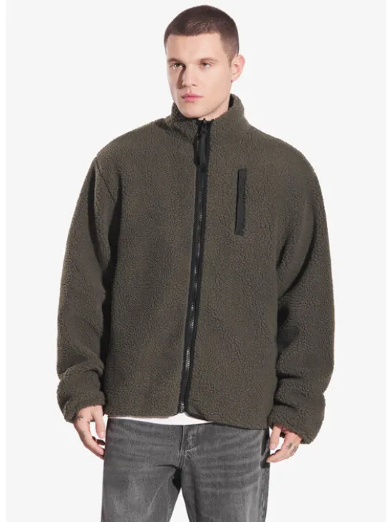 PROSTO. Kurtka zimowa Sherpa Reverse Zielony Regular Fit