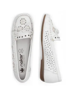 Rieker Mokasyny L6396-80 Biały