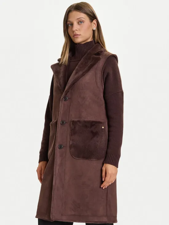 Rinascimento Bezrękawnik CFC0122206003 Brązowy Regular Fit