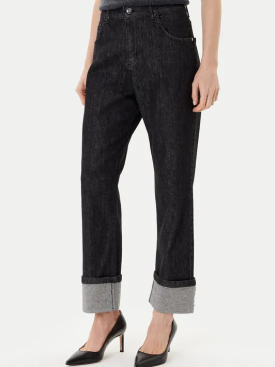 Rinascimento Jeansy CFC0125150003 Czarny Loose Fit