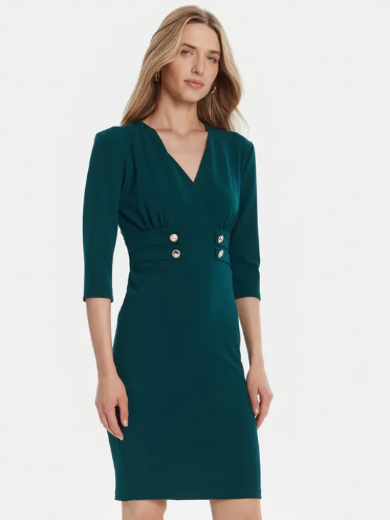 Rinascimento Sukienka koktajlowa CFC0126151003 Zielony Slim Fit
