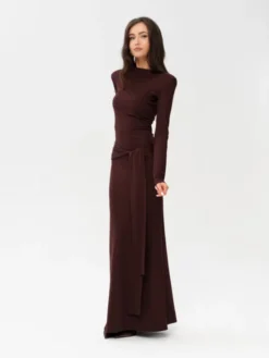 Roco Fashion Sukienka wieczorowa Serenya Brązowy Slim Fit