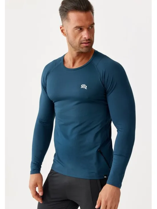 ROUGH RADICAL Koszulka techniczna VITAL ZIP LS Niebieski Slim Fit