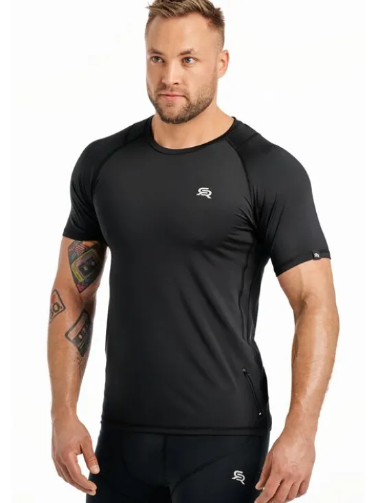 ROUGH RADICAL Koszulka techniczna VITAL ZIP Czarny Slim Fit