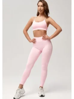 ROUGH RADICAL Legginsy SEAMLESS GLOW LONG Różowy jasny Slim Fit