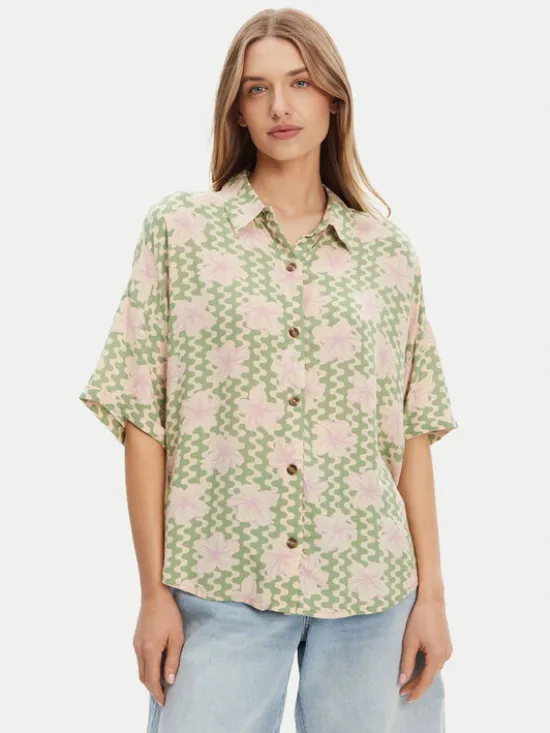 Roxy Koszula Beach Nostalgia ERJWT03665 Zielony Regular Fit