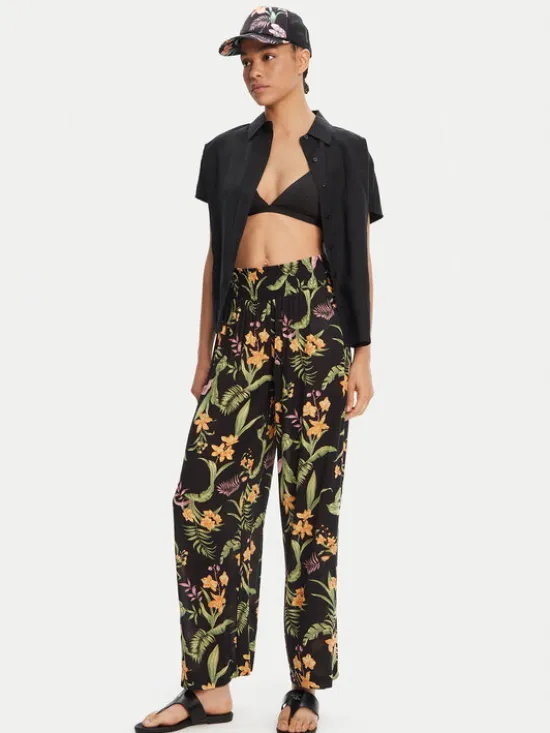 Roxy Spodnie materiałowe Along The Beach ERJX603439 Czarny Regular Fit