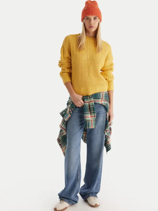 Roxy Sweter Coming Home ERJSW03666 Żółty Regular Fit