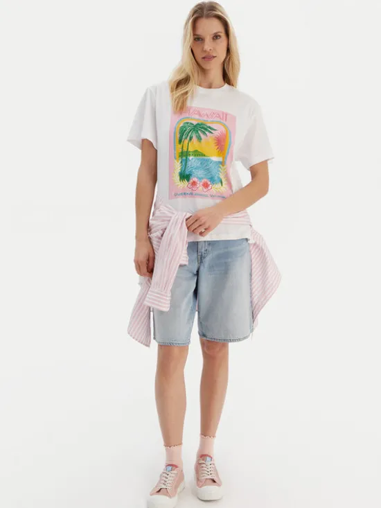 Roxy T-Shirt ERJZT05899 Biały Regular Fit