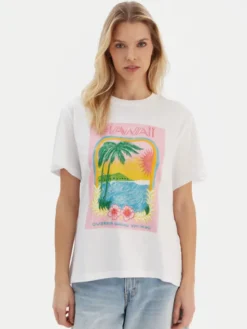 Roxy T-Shirt ERJZT05899 Biały Regular Fit