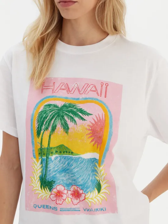 Roxy T-Shirt ERJZT05899 Biały Regular Fit
