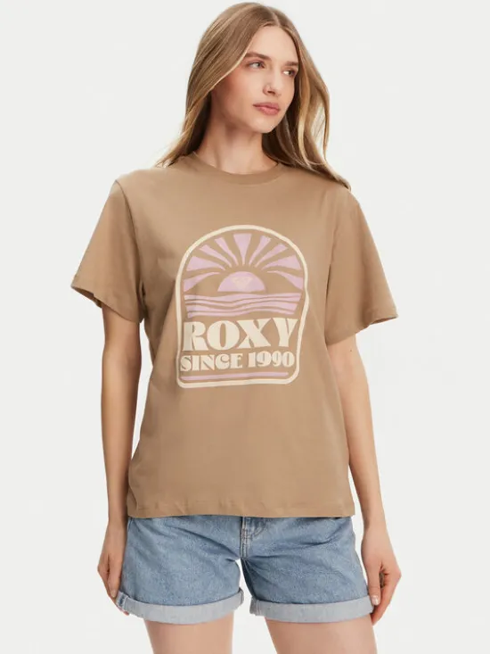 Roxy T-Shirt ERJZT05912 Brązowy Regular Fit